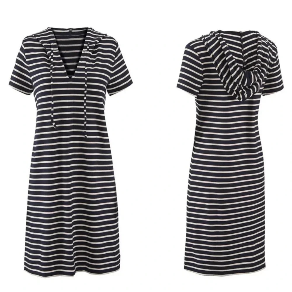 Cabi Dockside Striped Hooded Dress